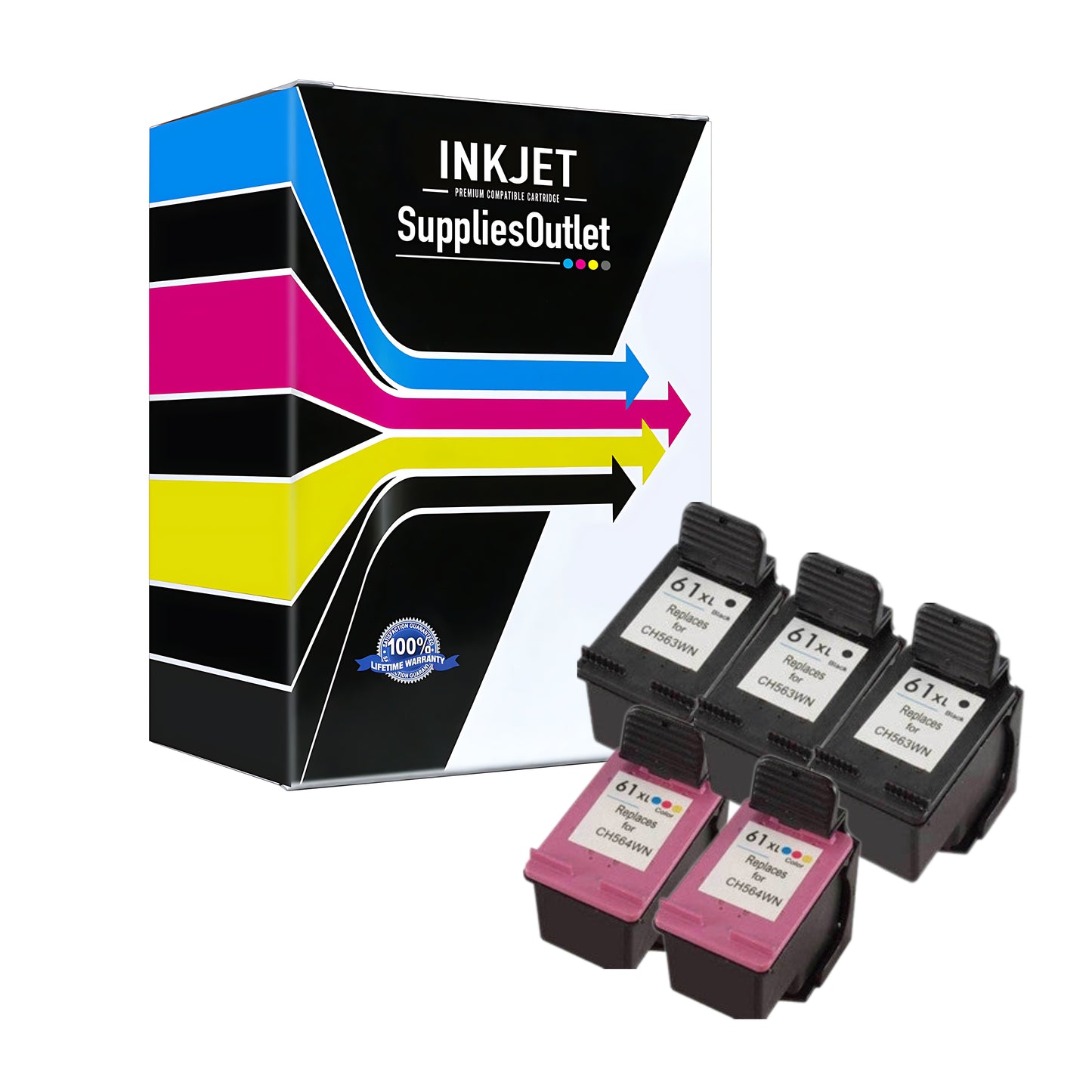 Compatible HP 61XL (All Colors) High Yield Ink Cartridge - 480 Black - 330 Color Page Yield