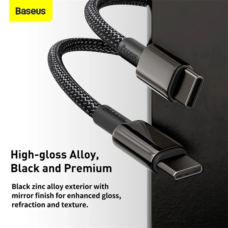 Baseus CW-YMS 100W USB-C to USB-C PD Cable PD3.0 Power Delivery QC4.0 Fast Charging Data Transmission Cord Line For Samsung Galaxy Note 20 For iPad Pro 2020 MacBook Air 2020 Mi 10 Huawei P40 - 1M