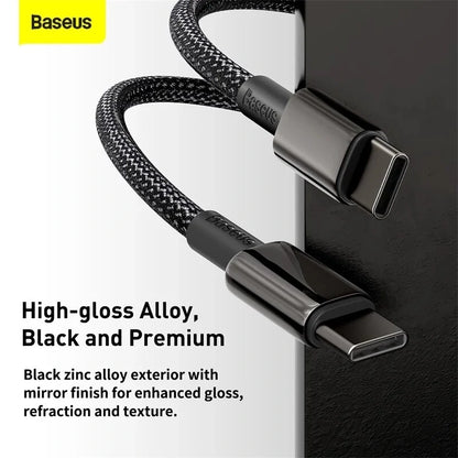 Baseus CW-YMS 100W USB-C to USB-C PD Cable PD3.0 Power Delivery QC4.0 Fast Charging Data Transmission Cord Line For Samsung Galaxy Note 20 For iPad Pro 2020 MacBook Air 2020 Mi 10 Huawei P40 - 1M