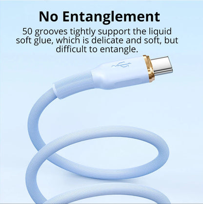 100W Type-C to Type-C Fast Charging Cable 6A Super Charge Silicone USB-C Data Cable for Android Phones 1m 2m