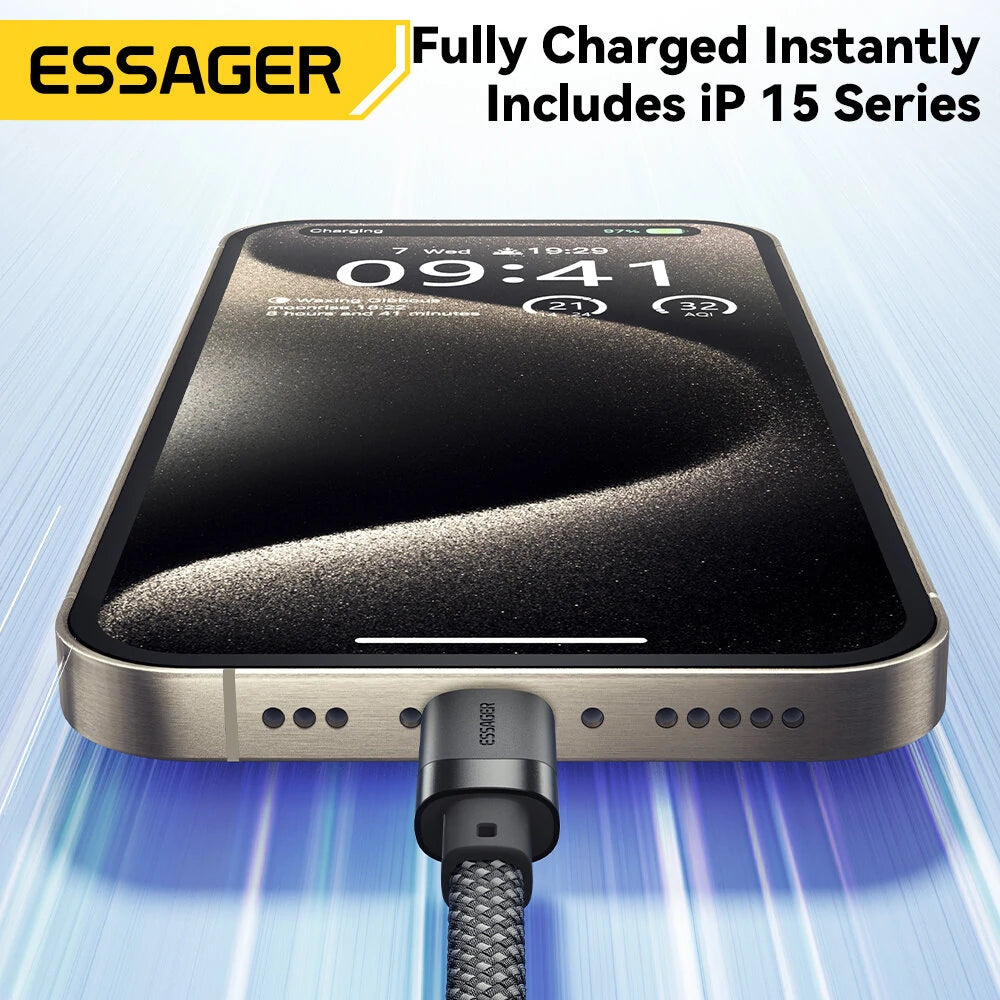 ESSAGER ES-X53 5A 60W/100W USB-C to USB-C Cable Fast Charging Data Cable