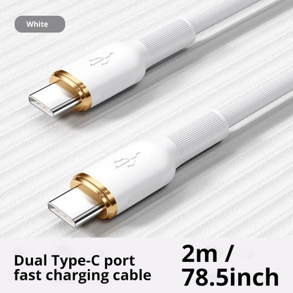100W Type-C to Type-C Fast Charging Cable 6A Super Charge Silicone USB-C Data Cable for Android Phones 1m 2m