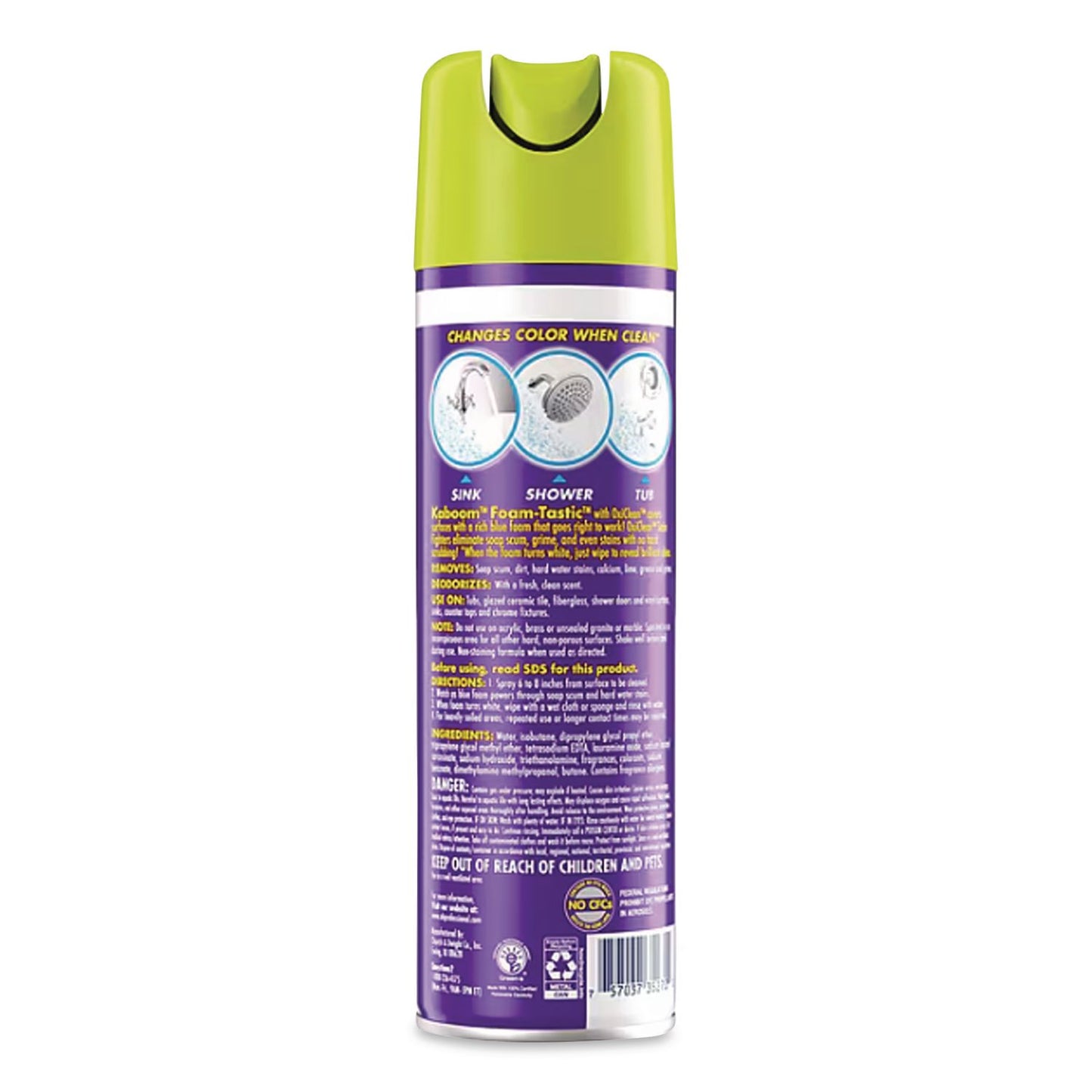 Kaboom Foam-Tastic Bathroom Cleaner - For Multi Surface - Ready-To-Use - 19 oz (1.19 lb) - Fresh Scent - Clear - 8/Carton - 5703700071CT