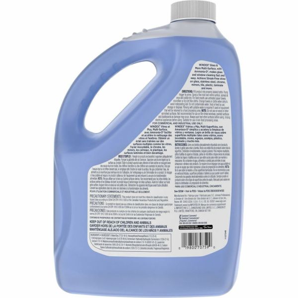 Windex Glass & Multi-Surface Cleaner, 128 Oz Bottle, Case Of 4