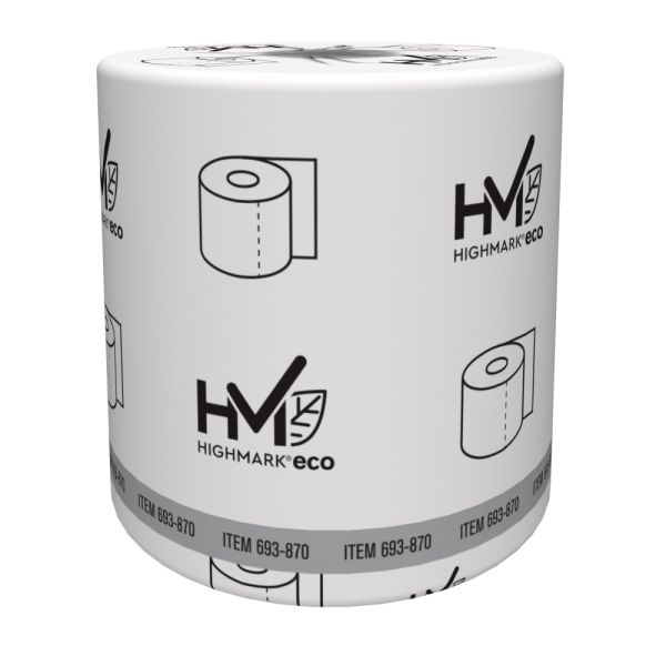 Highmark ECO 2-Ply Toilet Paper, 100% Recycled, White, 550 Sheets Per Roll, Case Of 80 Rolls