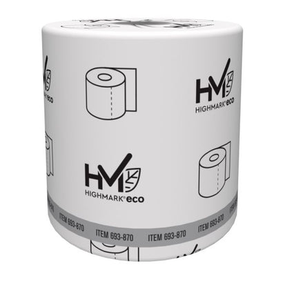 Highmark ECO 2-Ply Toilet Paper, 100% Recycled, White, 550 Sheets Per Roll, Case Of 80 Rolls