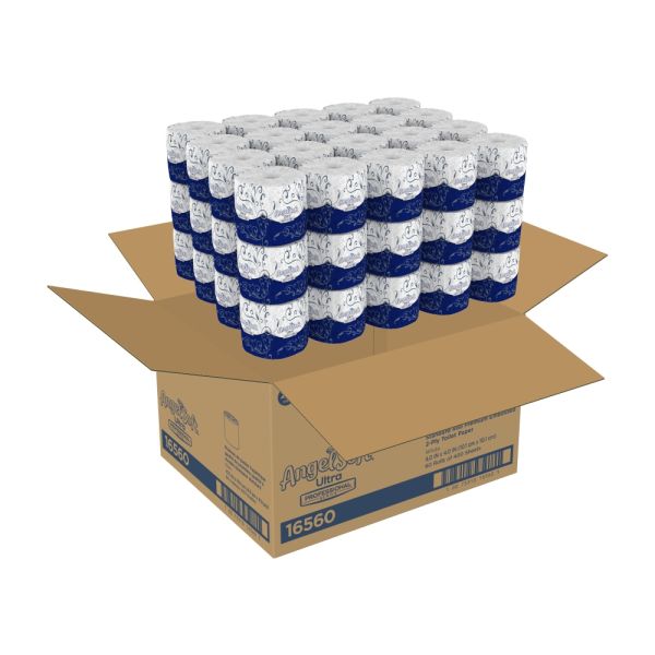 Angel Soft by GP PRO, 2 Ply, Professional Series Standard Roll Toilet Paper, 4x4, Recycled, White, 400 Sheets, 60 Rolls per Case