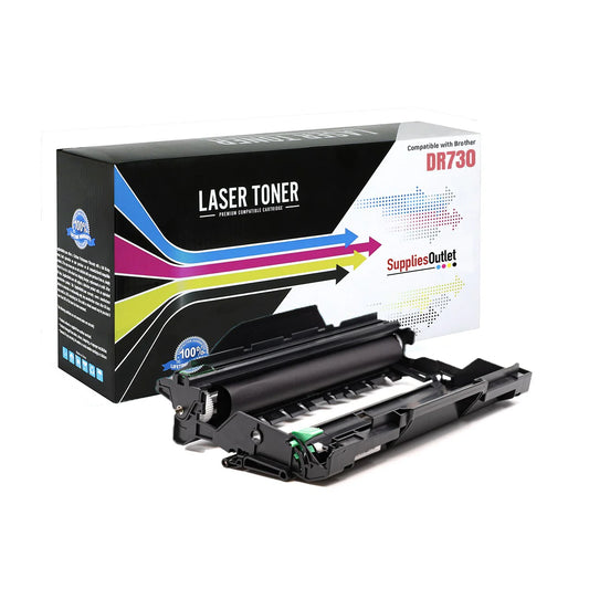 Brother DR730 Drum Unit Laser toner cartridge with packaging on a white background