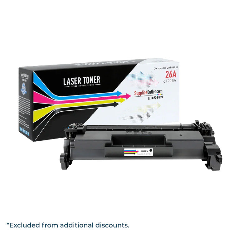 Compatible HP 26A (CF226A) Black Toner Cartridge - 3,100 Page Yield