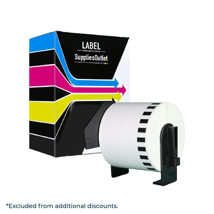 Label roll with SuppliesOutlet packaging on a white background