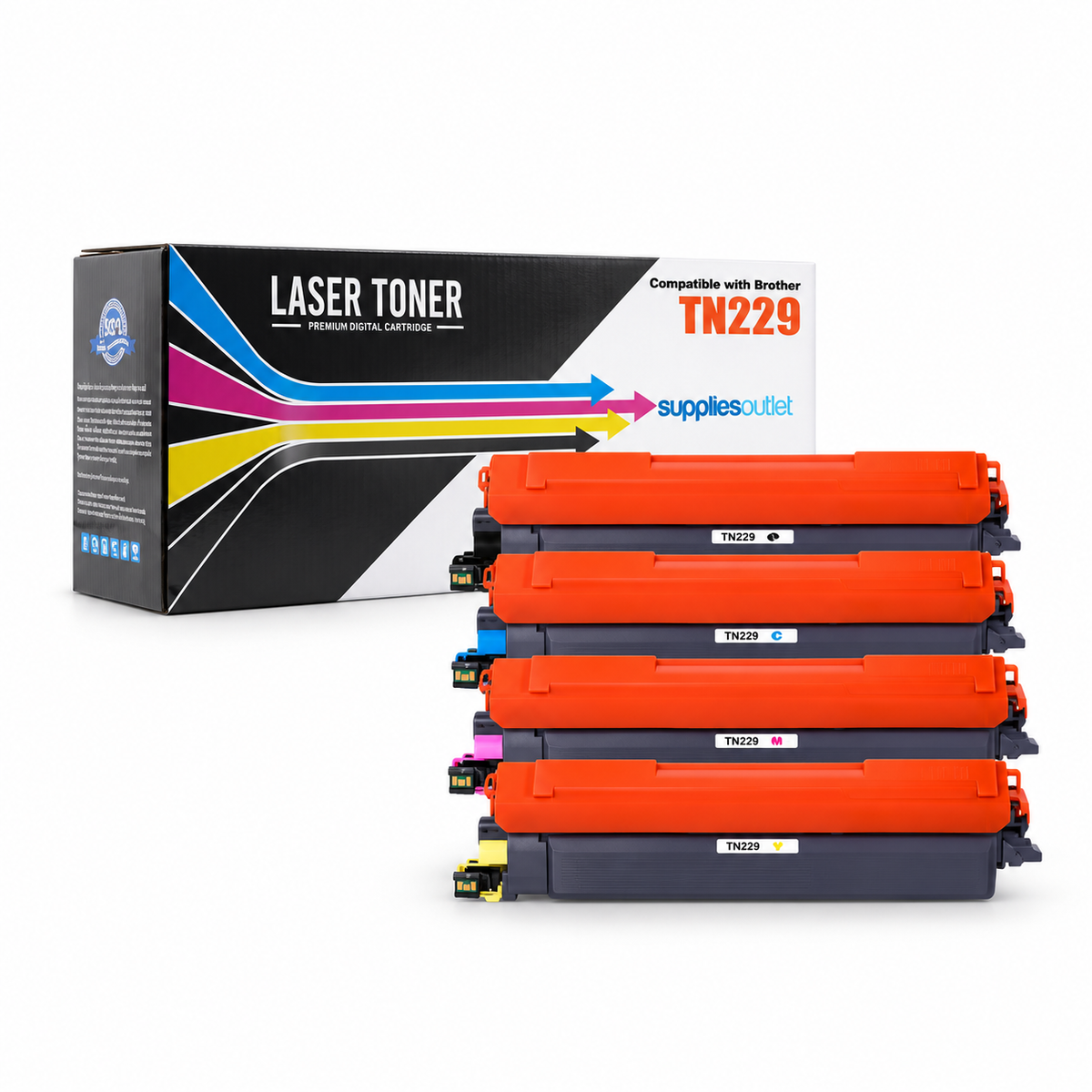 Compatible Brother TN229 (All Colors) High Yield Toner Cartridge - Black 3,000 - Color 2,300 Page Yield