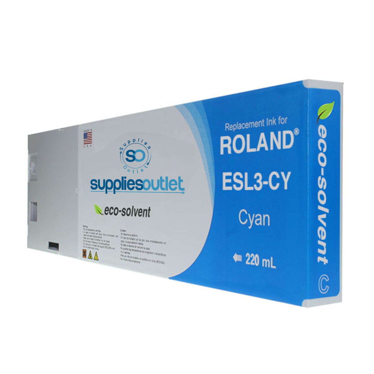 Roland ESL3 Compatible Wide Format 220 mL, Cartridge Replacement for Roland ESL3CY - Cyan