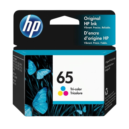 HP 65 (N9K02AN) Black and Tri-Color Ink Cartridge - Black 120 - Color 100 Page Yield