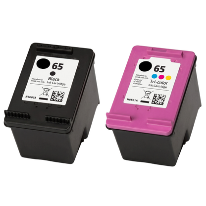 HP 65 (N9K02AN) Black and Tri-Color Ink Cartridge - Black 120 - Color 100 Page Yield