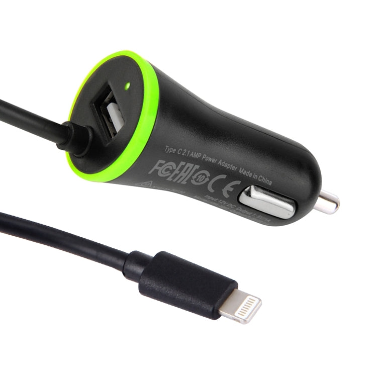 HAWEEL 5V 2.1A 8 pin USB Car Charger with Spring Cable, Length: 25cm-120cm
