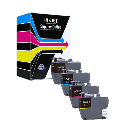 Compatible Brother LC401XL High Yield All Colors Ink Cartridge - 500 Pages Yield