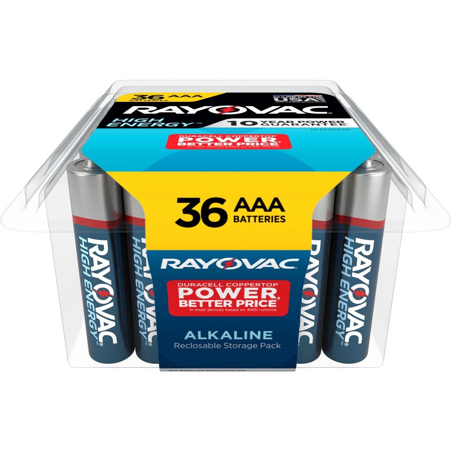 Rayovac High Energy Alkaline AAA Batteries For Flashlight, Remote Control, Mouse - AAA - 36 / Pack