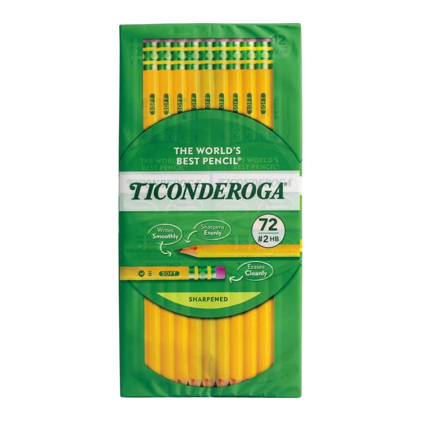Ticonderoga #2 Pre-sharpened Pencils, 0.7 mm, Yellow, Pack Of 72 Pencils