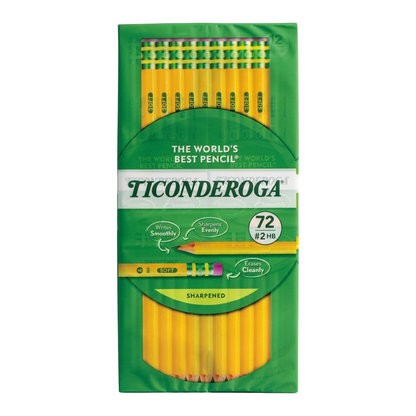 Ticonderoga #2 Pre-sharpened Pencils, 0.7 mm, Yellow, Pack Of 72 Pencils