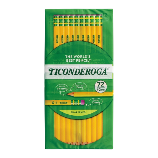 Ticonderoga #2 Pre-sharpened Pencils, 0.7 mm, Yellow, Pack Of 72 Pencils