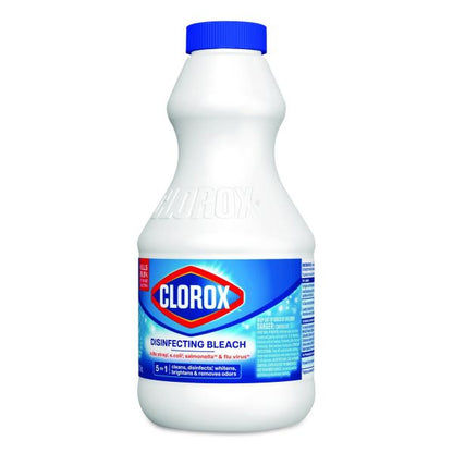 Clorox Concentrated Regular Disinfecting Bleach, Unscented, 24 oz Bottle, 12/Carton