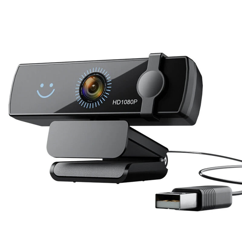 CW100 Webcam 1080P Full HD Windows Hello Facial Recognition USB Computer Cam Noise Cancelling Microphone Plug and Play for Video Calling Conference - Black