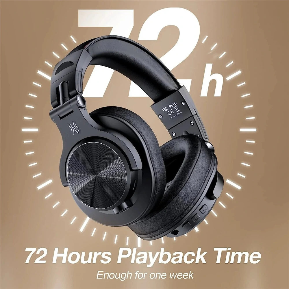 OneOdio A70 Headset bluetooth Headphone Hi-Res Audio Professional Studio Monitor DJ Headphones 3.5mm 6.35mm Over-Ear Wireless Headset - Black COD