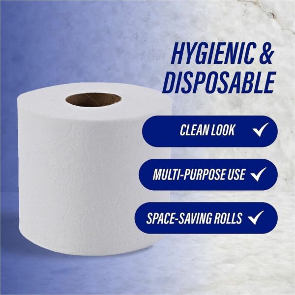 Genuine Joe 2-ply Standard Bath Tissue Rolls - 2 Ply - 4" Width x 3.20" Length - 500 Sheets/Roll - 1 5/8" Core - White - 96 / Carton