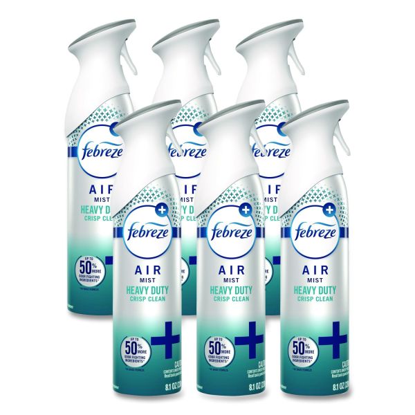 Febreze AIR, Heavy-Duty Crisp Clean, 8.1 oz Aerosol Spray, 6/Carton