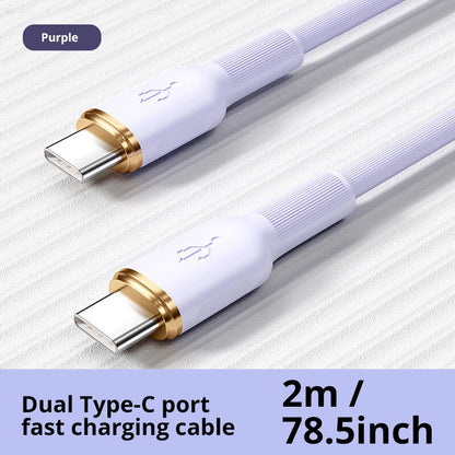 100W Type-C to Type-C Fast Charging Cable 6A Super Charge Silicone USB-C Data Cable for Android Phones 1m 2m