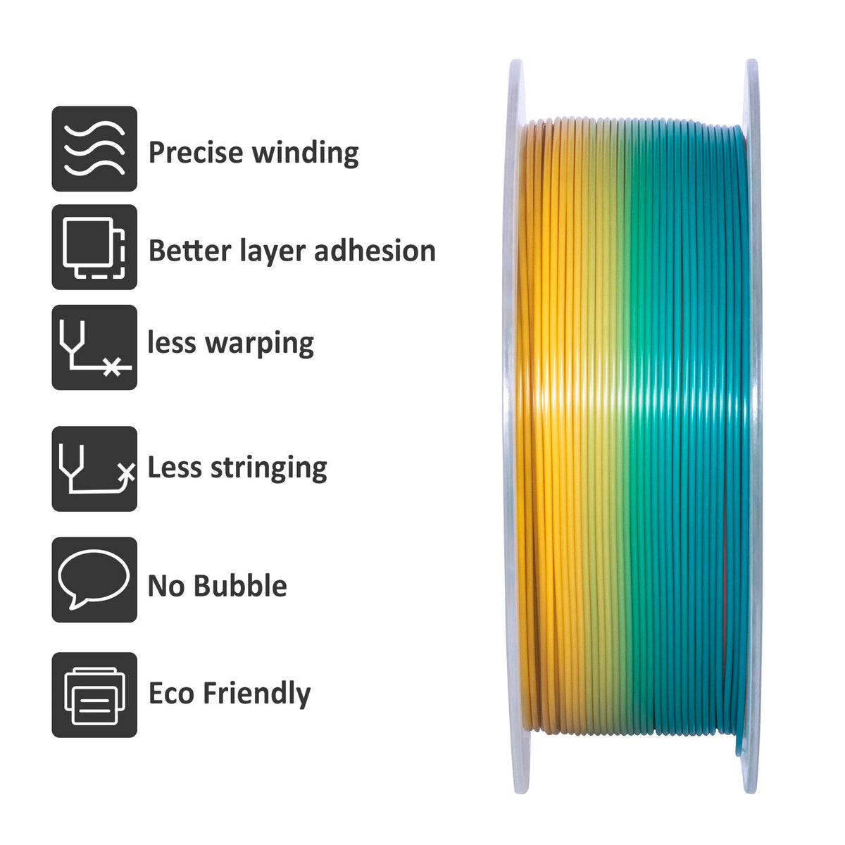 Geeetech PLA 3D Printing Filament Transparent/Gradient/Green 1KG 1.75mm for 3D Printing - Gradient