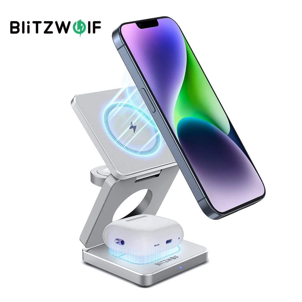BlitzWolf BW-iw30 3-in-1 Foldable Magnetic 15W Wireless Charger