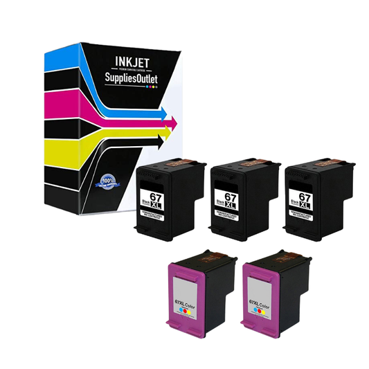 Compatible HP 67XL (Black and Tri-color) High Yield Ink Cartridge - Black 240 - Color 200 Page Yield Per Tank