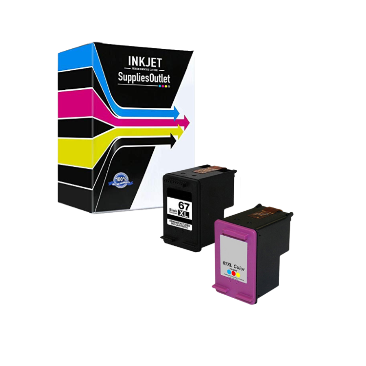 Compatible HP 67XL (Black and Tri-color) High Yield Ink Cartridge - Black 240 - Color 200 Page Yield Per Tank