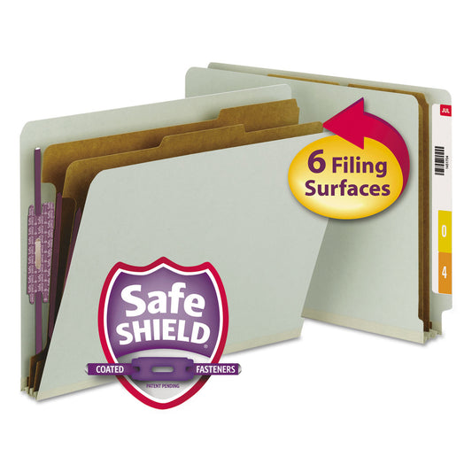 Smead End Tab Pressboard Classification Folders With SafeSHIELD Coated Fasteners