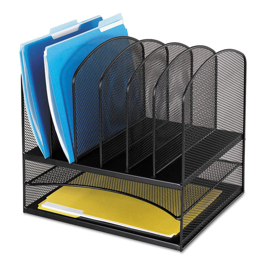 Safco Onyx Mesh Desk Organizer With Two Horizontal-Six Upright Sections