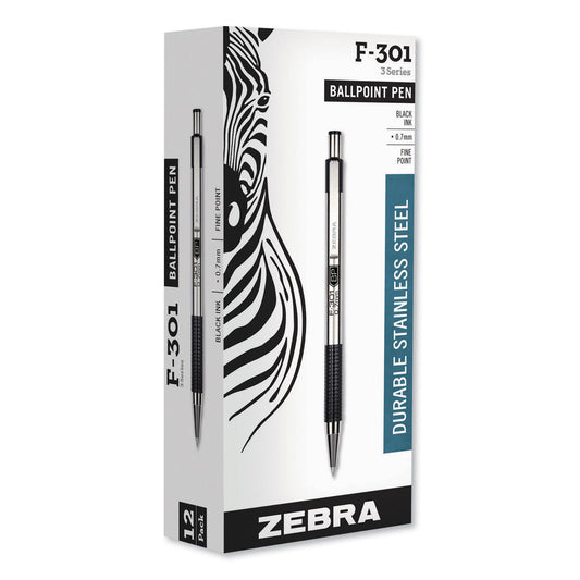 Zebra F-301 Retractable Ballpoint Pen (Black)