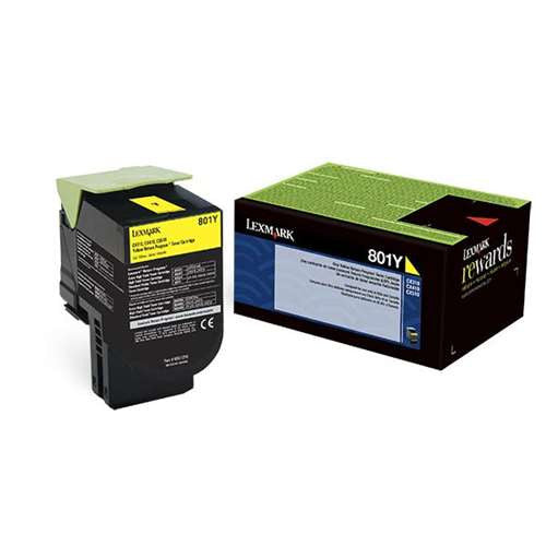 Lexmark 80C10Y0 (801Y) OEM Return Program Yellow Toner Cartridge
