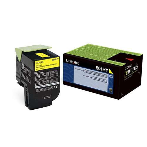 Lexmark 80C1HY0 (801HY) OEM Return Program High Yield Yellow Toner Cartridge