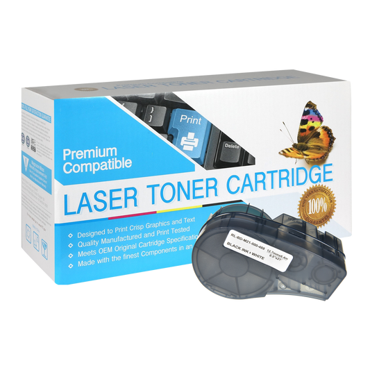 Compatible Brady M21-500-488 Label Tape (Black on White) by SuppliesOutlet