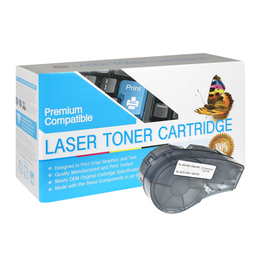 Compatible Brady M21-500-499 Label Tape (Black on White) by SuppliesOutlet