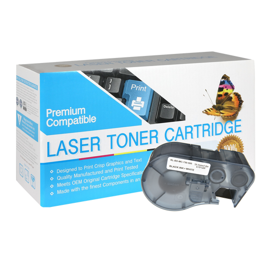 Compatible Brady MC-750-595-WT-BK (Black on White) Label Tape - Size: 0.75" x 25'