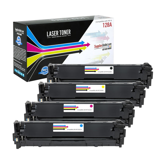 Compatible HP 128A All Colors Toner Cartridge - Black  2,000 - Color 1,300 Page Yield