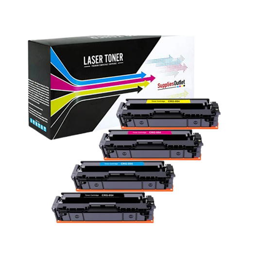 Compatible Canon 054H All Colors High Yield Toner Cartridge - Black 3,100 - Color 2,300 Page Yield