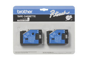 Brother TC10 P-Touch Label Tape (Black on Clear, 2 Pack)