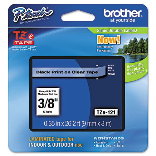 Brother TZe121 P-Touch Label Tape (Black on Clear)