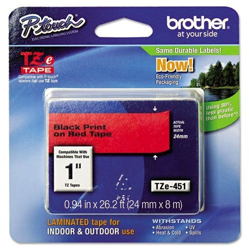 Brother TZe451 P-Touch Label Tape (Black on Red)