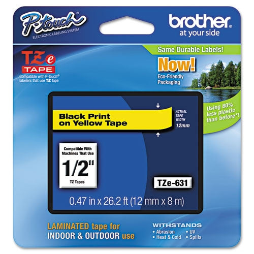 Brother TZe631 P-Touch Label Tape (Black on Yellow)