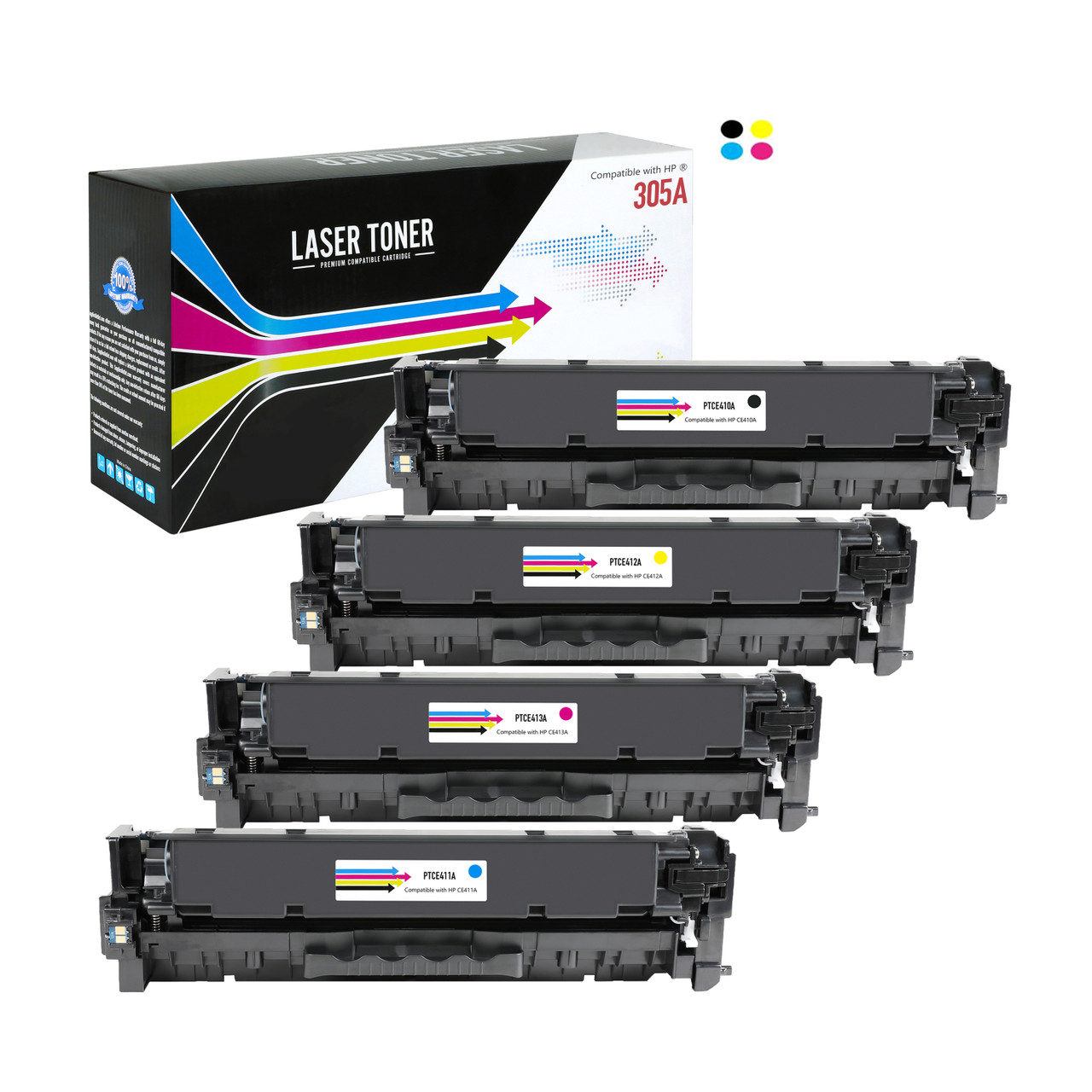 Compatible HP 305A All Colors High Yield Toner Cartridge - 2,600 Page Yield